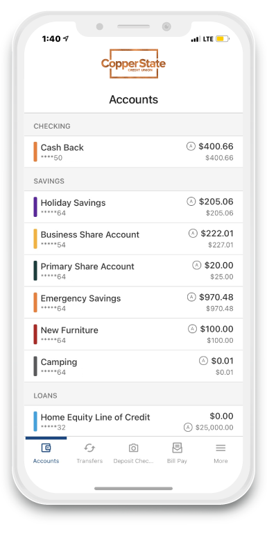 Mobile Banking Account Summary 